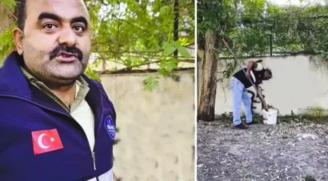 Sevdasını duvara yazan vatandaşa, belediye personelinden tebessüm ettiren mesaj